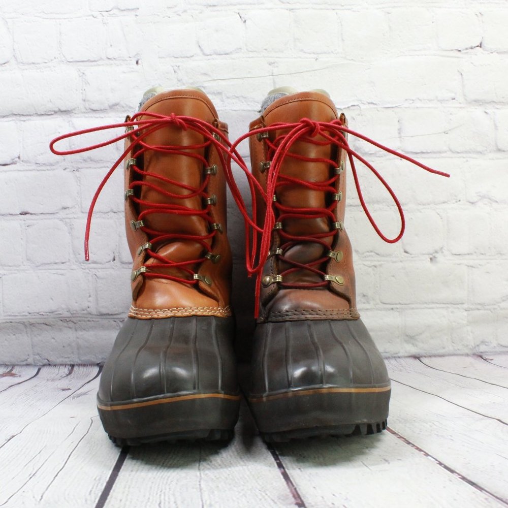 LL BEAN Maine PAC Boots Snow Felt Pack Leather Rubber Boots M 8.5-9 / L 10-10.5 - Picture 6 of 11